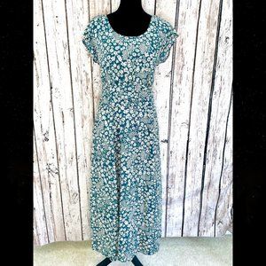 Eshakti Turqoise & Cream Floral Dress Medium / Size 10